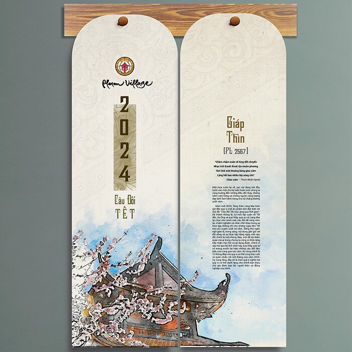 Lịch treo tường 2024 Thư Pháp Làng Mai Xuân Giáp Thìn - Câu đối Tết - Thiền sư Thích Nhất Hạnh