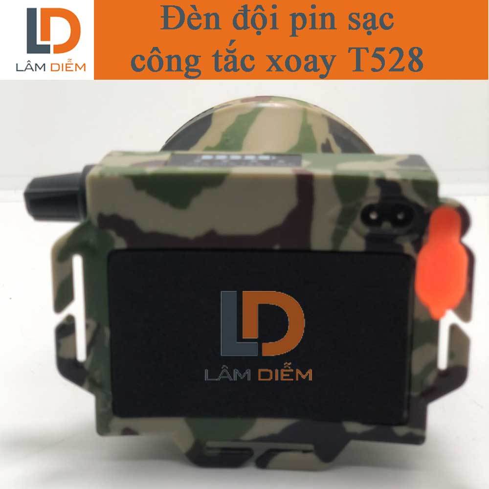 Đèn đội đầu công tắc xoay pin sạc siêu sáng hiển thị phần trăm pin T528