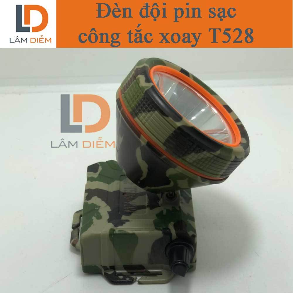 Đèn đội đầu công tắc xoay pin sạc siêu sáng hiển thị phần trăm pin T528