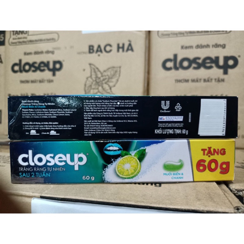 Kem Đánh Răng Closeup Trắng Răng Muối Biển & Chanh - Hộp tặng mẫu 60g