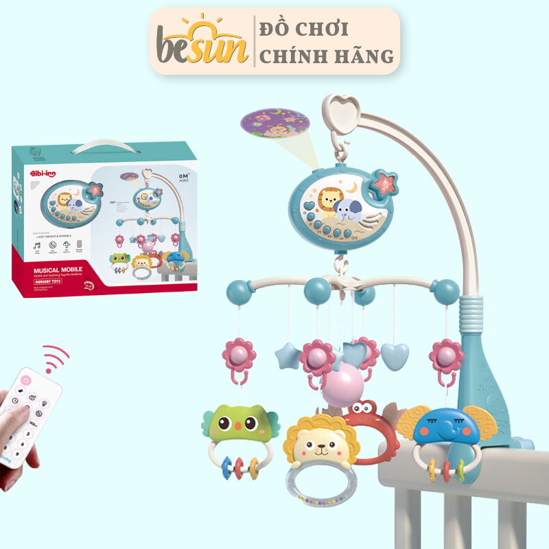 Đồ chơi treo nôi BESUN kích thích thị giác cho bé sơ sinh phát nhạc, có đèn chiếu hình và điều khiển