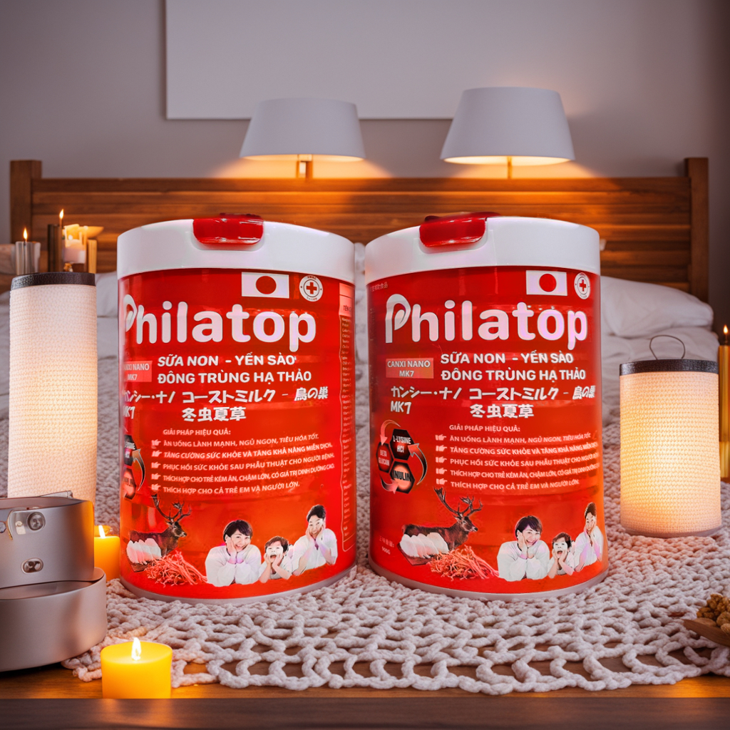 COMBO 2 HỘP Philatop Yến Sào đông trùng hạ thảo hỗ trợ sức khỏe  hộp*900g