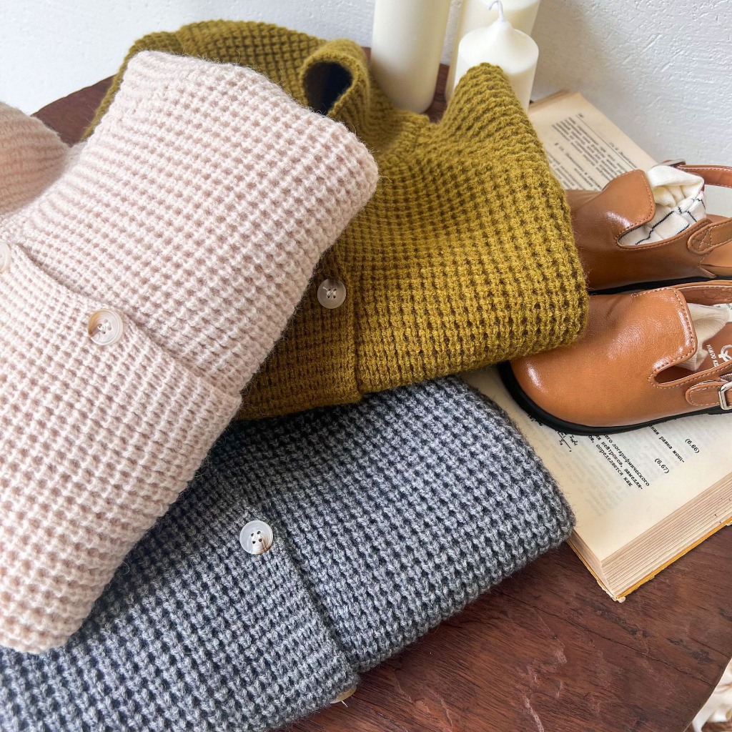 Áo len bé trai hãng MYMYAN Áo khoác len cardigan trẻ em mùa đông có mũ 2-8 tuổi
