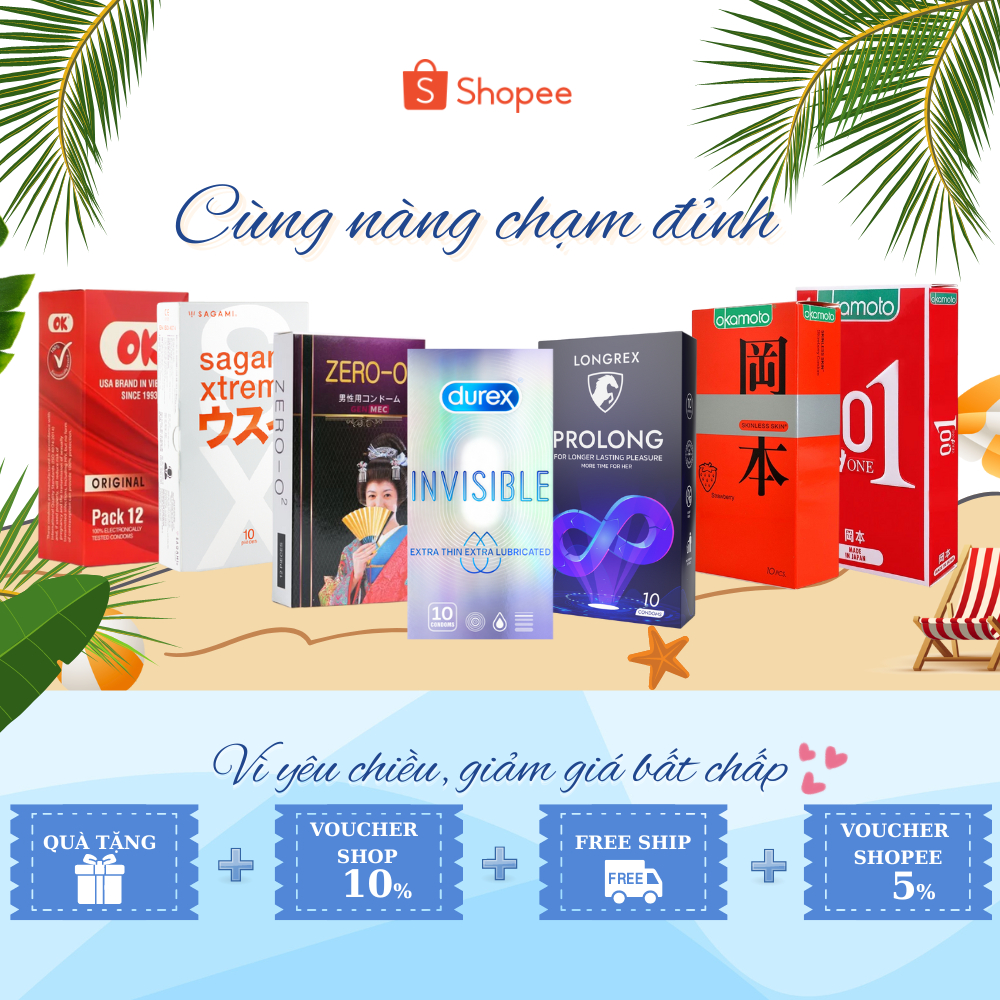 Bao cao su kéo dài thời gian bcs Longrex Prolong siêu mỏng , nhiều gel bôi trơn hộp 10c