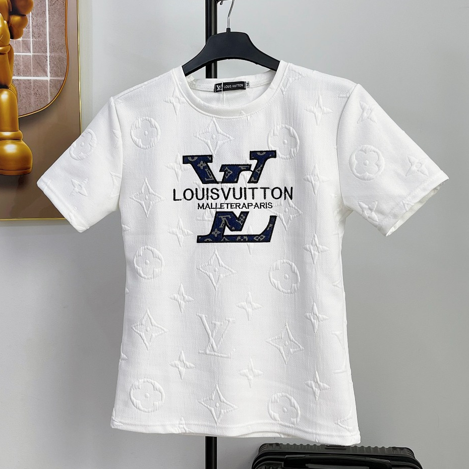 Áo thun nam cổ tròn Áo phông nam chữ nổi thêu mịn đẹp