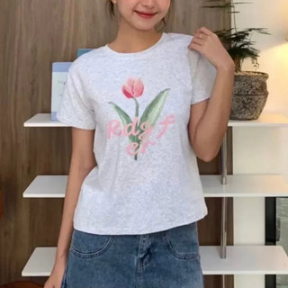 Áo Thun BabyTee Cộc Tay Hoạ Tiết Hoa Tulip Hot Trend, Labibi