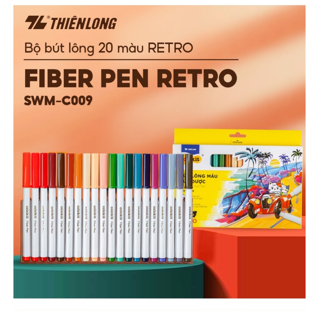 Bút lông màu rửa được Fiber Pen SWM-C009 - 20 màu Retro