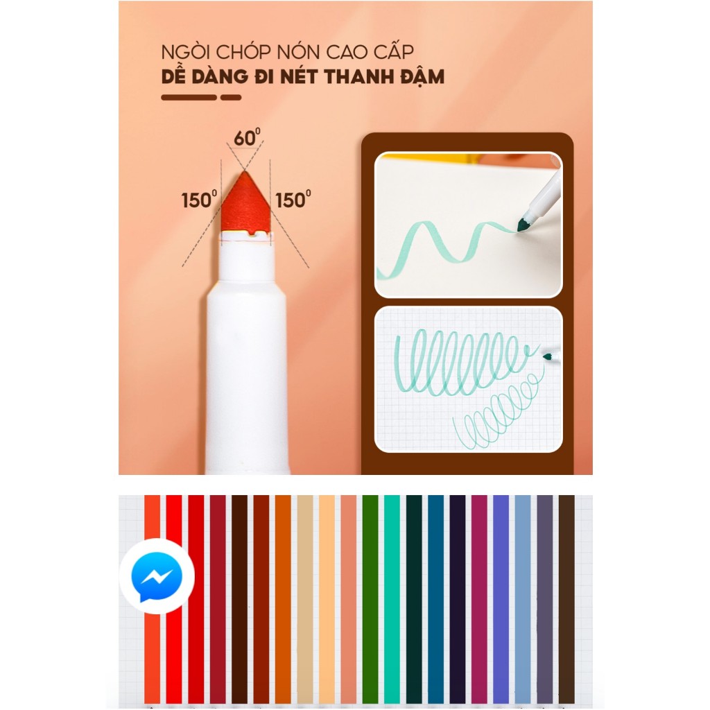 Bút lông màu rửa được Fiber Pen SWM-C009 - 20 màu Retro