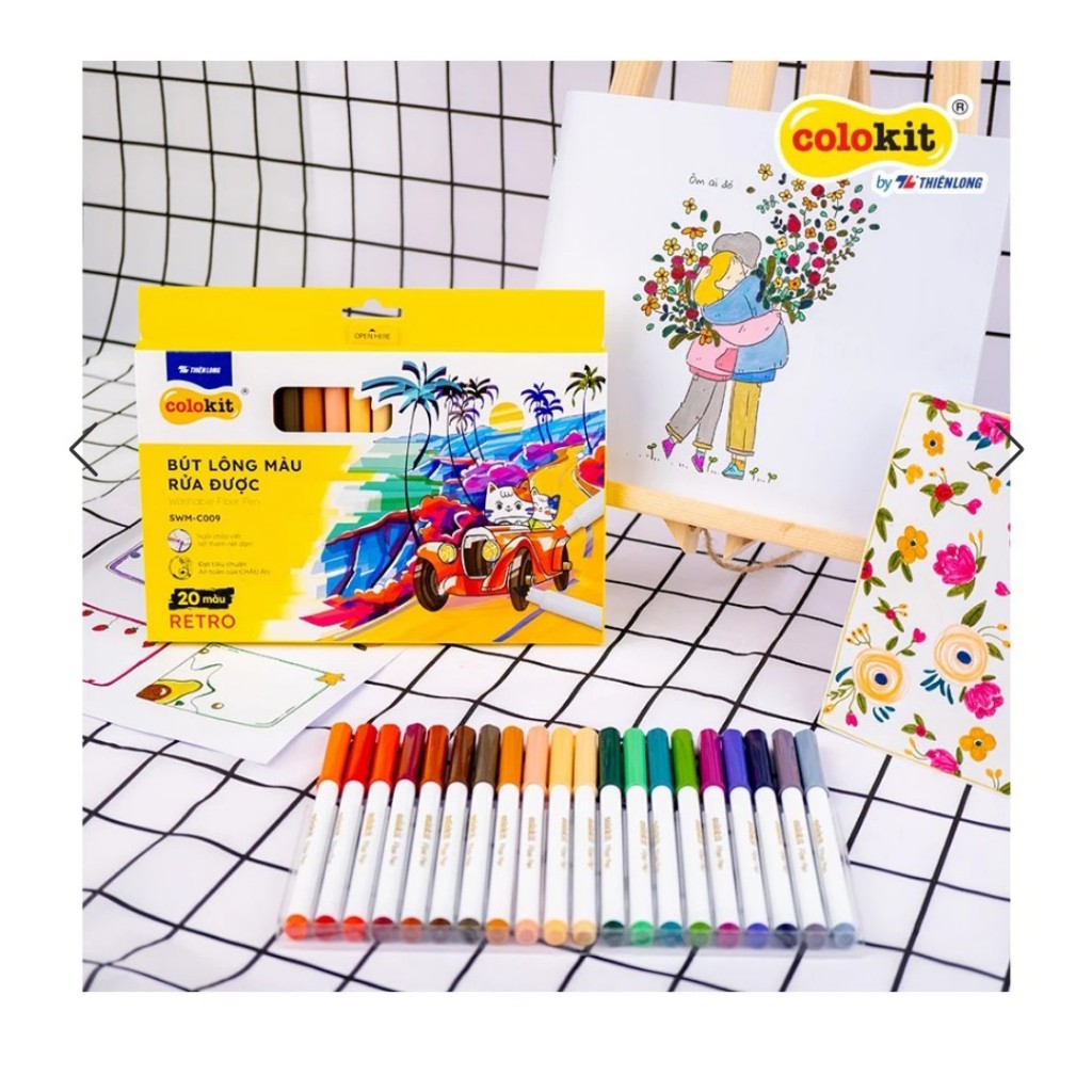 Bút lông màu rửa được Fiber Pen SWM-C009 - 20 màu Retro