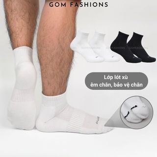 Vớ cổ ngắn nam nữ GOMTAT cao cấp, chất liệu cotton hút ẩm thoáng khí khử mùi, có đệm xù êm chân -NGAN-STA-5009-NGAN-1DOI