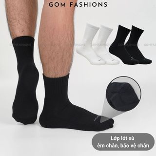 Vớ cổ lửng nam nữ GOMTAT, chất liệu cotton dày dặn thoáng khí, có đệm lót xù giữ ấm - NGAN-STA-5009-TRUNG-1DOI