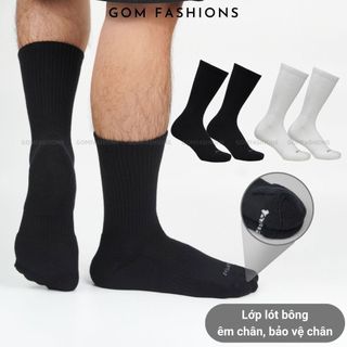 Vớ nam nữ cổ cao GOMTAT cao cấp, chất liệu cotton dày dặn khử mùi, có đệm lót xù êm chân - NGAN-STA-5009-CAO-1DOI