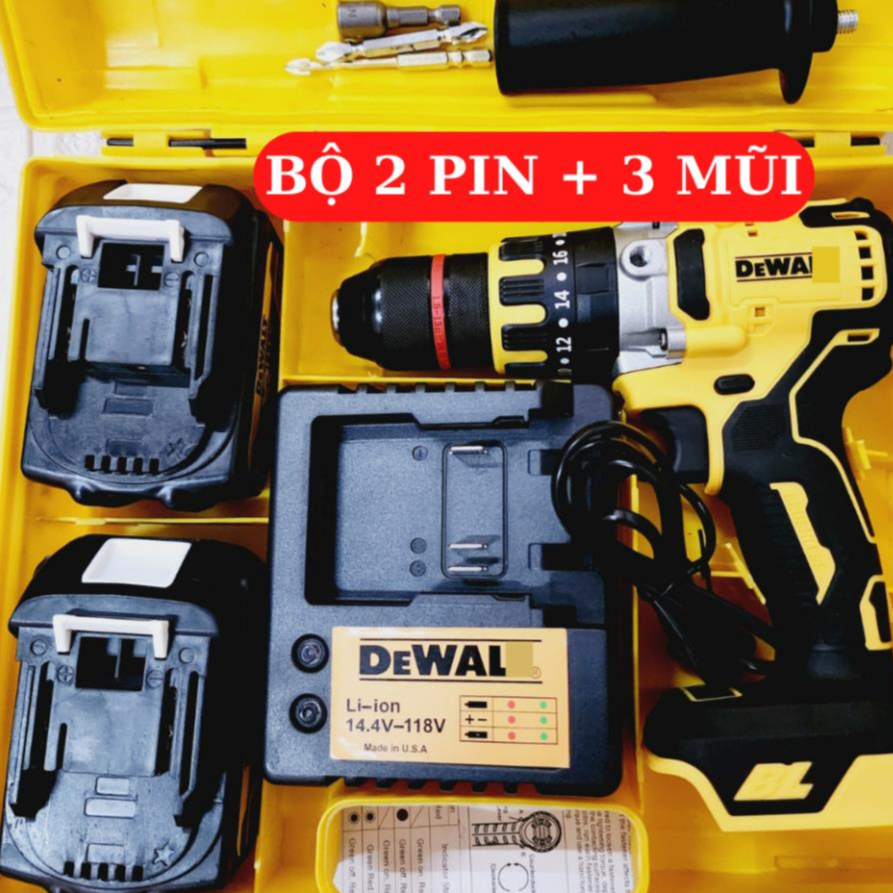 Máy Khoan Pin 3 Chức Năng Dewat 199V không chổi than 125Nm - đầu kẹp 13mm - Khoan pin 3 chức năng có búa