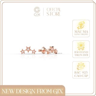 Hoa tai bạch kim bạc ý Gix Jewel mạ vàng hồng đính đá Moissanite 3 ngôi sao may mắn SPGBT93