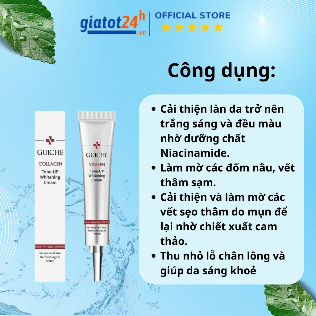 Kem Trắng Da, Giảm Nám Guiche Collagen Tone Up Whitening Cream 35ml Hàn Quốc