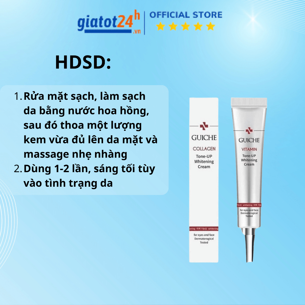 Kem Trắng Da, Giảm Nám Guiche Collagen Tone Up Whitening Cream 35ml Hàn Quốc