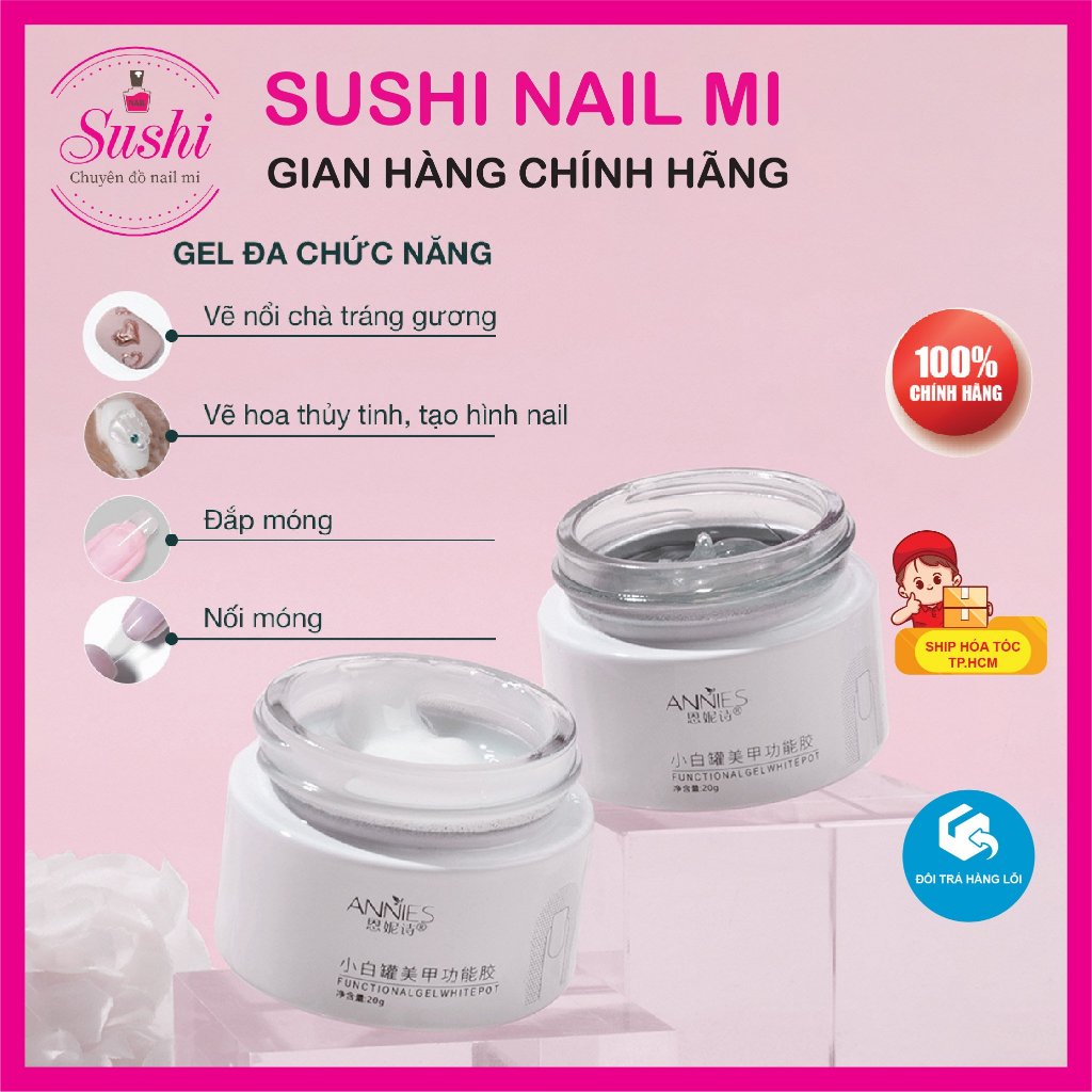 Gel định hình, vẽ nổi Annies 20g tạo hình charm, chà tráng gương trang trí cho móng - Sushi nail mi