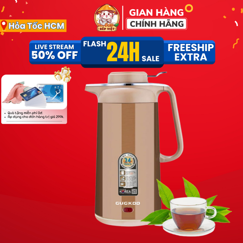 Ấm siêu tốc, bình siêu tốc kiêm bình giữ nhiệt GUGKOO dung tích 3L, công suất 1500W 2 lớp cách nhiệt, bảo hành 1 tháng