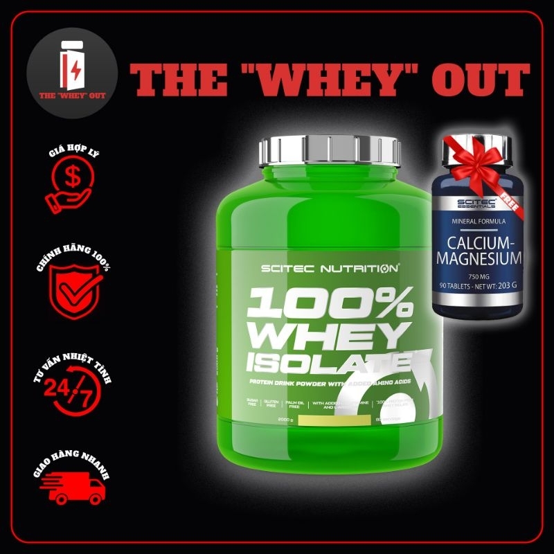 Whey Protein| 100% Whey Isolate 2kg Scitec - Sữa Tăng Cơ Không Tăng Mỡ - Chính Hãng