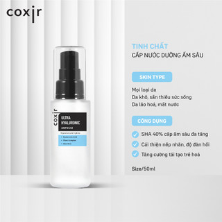Tinh chất cấp nước dưỡng ẩm sâu coxir ultra hyaluronic ampoule - 50ml, tinh chất cấp nước dưỡng ẩm cho da cx10