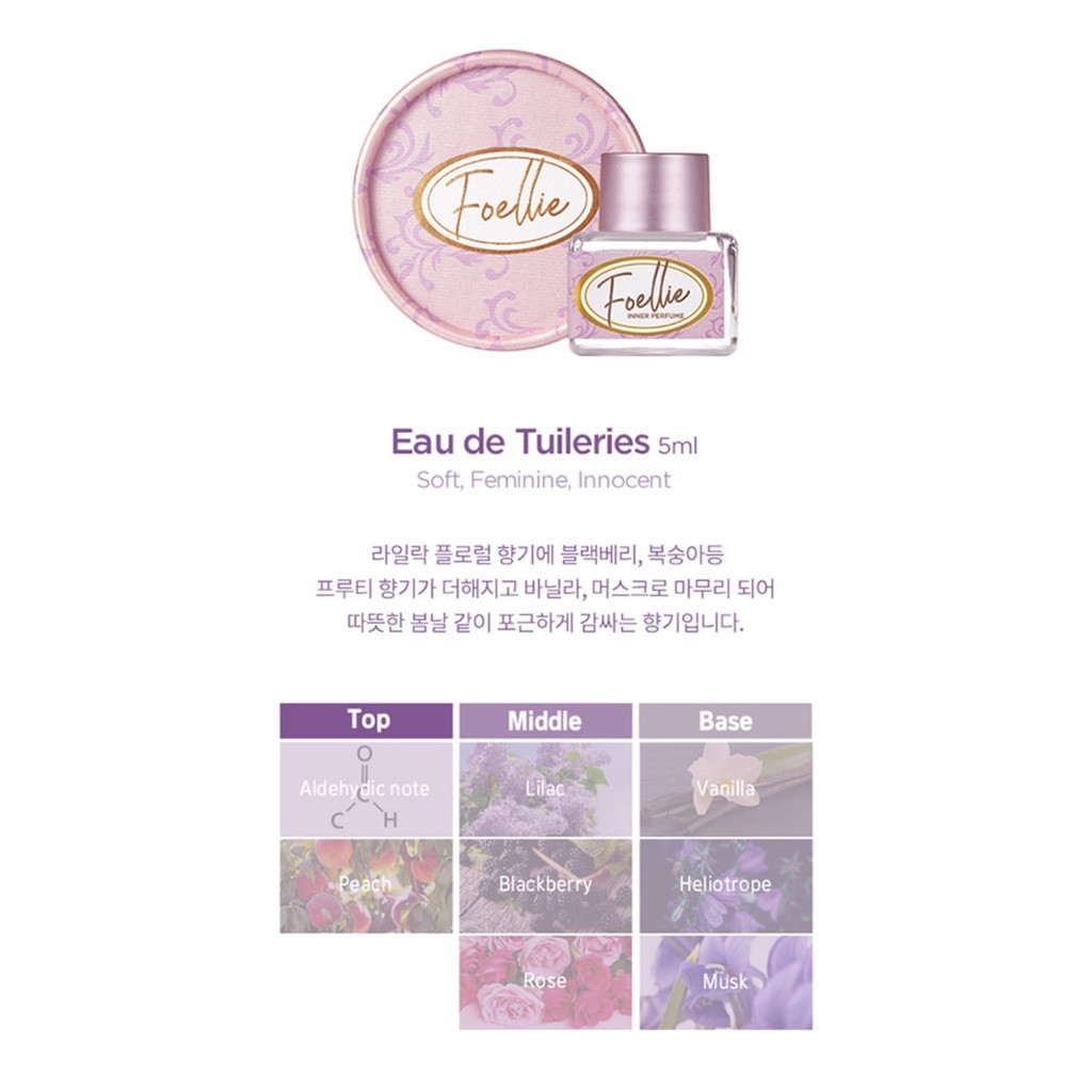 Nước Hoa Vùng Kín Hương Thơm Nhẹ Nhàng, Nữ Tính Foellie Eau De Innerb Perfume 5ml  - Tuileries