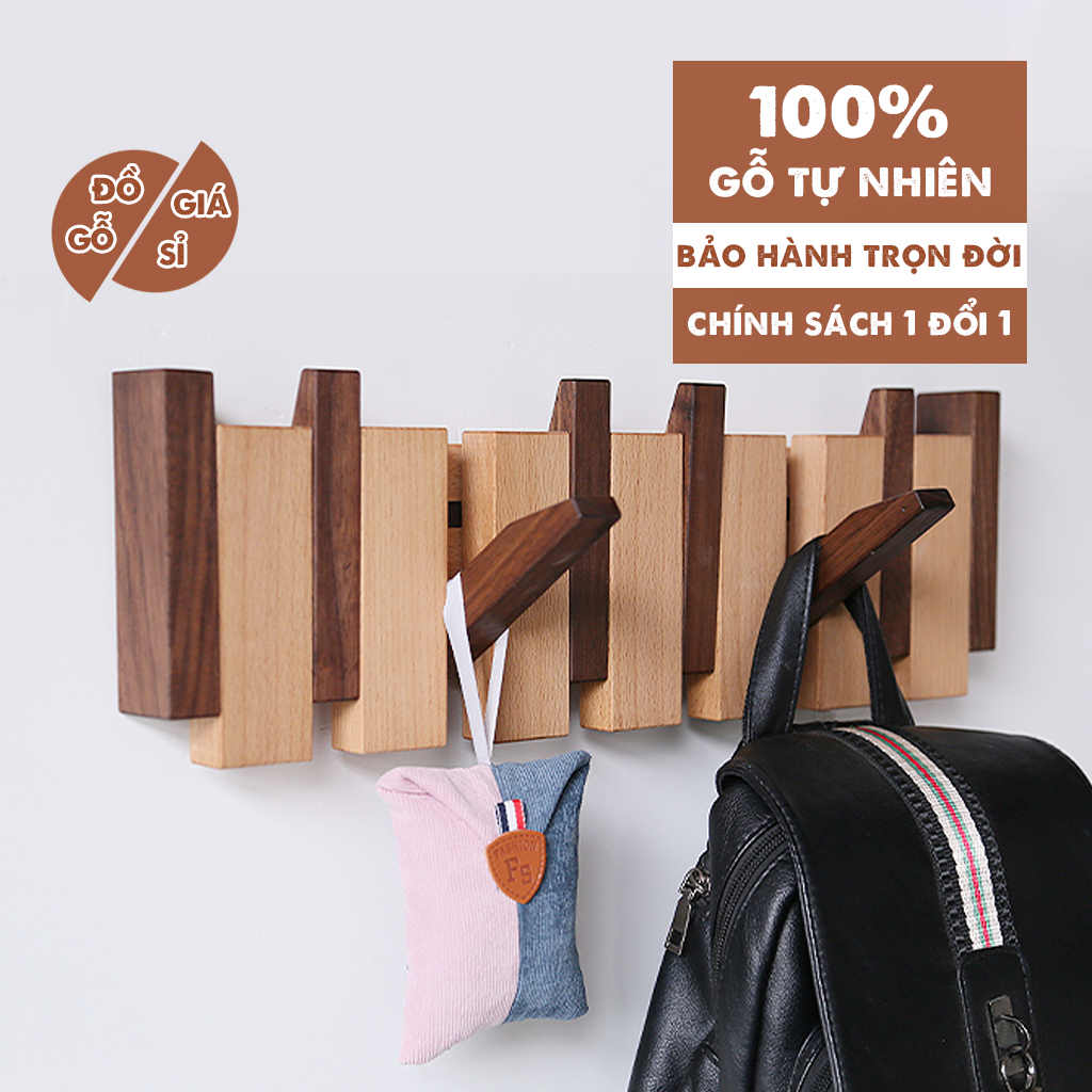 Móc gỗ treo quần áo gắn tường DOGOGIASI MT04 móc piano gỗ cao su tự nhiên trang trí decor nhà cửa chất lượng xuất khẩu
