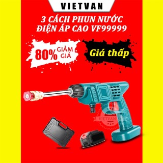  VIETVAN Máy rửa xe cầm tay cao áp chạy bằng pin sạc súng rửa xe dùng cho gia đình có chế độ phun xương tạo bọt cao cấp 