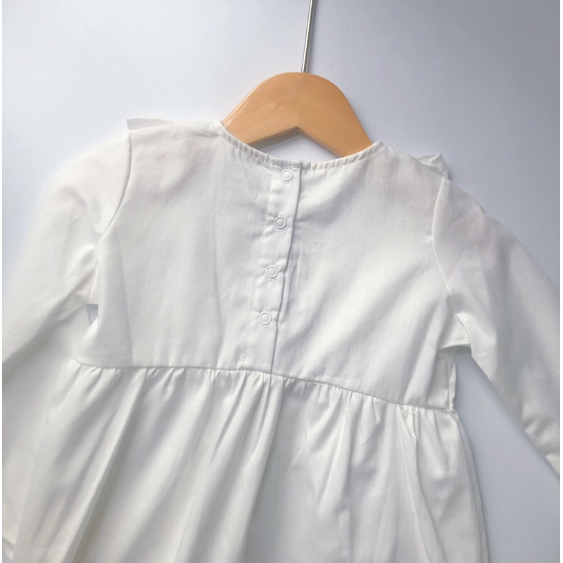 Váy sơ mi dài tay trắng xuất xịn cho bé