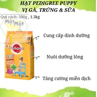 Combo thức ăn dạng hạt dành cho chó con Pedigree vị gà, trứng và sữa 1.3kg + 2 túi 100g