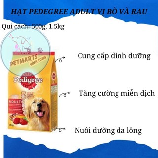 Thức ăn chó Pedigree vị thịt bò & rau củ túi 1.5kg