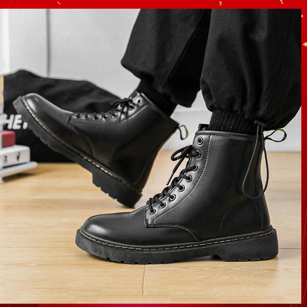 Giày Chunky Combat Boots da Bò Chống nhăn cao cấp thời trang