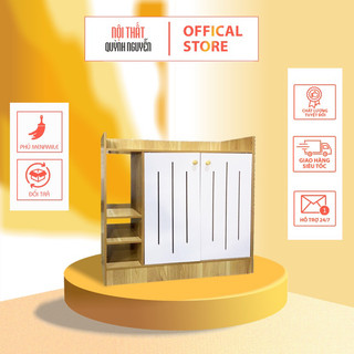Tủ kệ giày gỗ có tủ và 3 ngăn để đồ đa năng chất liệu gỗ mdf kích thước 80x80x30 dq home