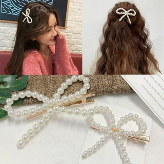 Kẹp tóc nơ hạt châu phong cách tiểu thư
