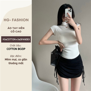 Áo thun nữ cổ cao, tay hến ❤️ Áo thun nữ cổ 3 phân tay hến ôm body gợi cảm A56
