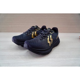 Giày Sneaker Thể Thao Chạy Bộ Run Together RT07-ĐG Gắn Chip Cổ Thấp Dễ Phối Đồ Cho Nam Nữ - Màu Đen GOLD Đế Cao