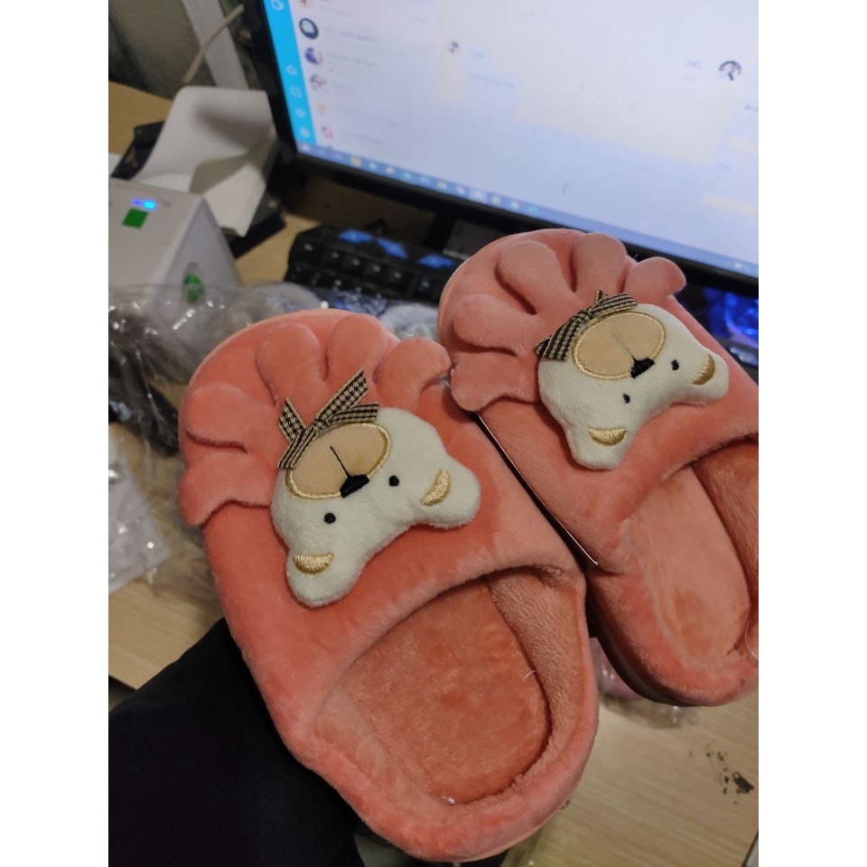 Dép Bông Cho Bé Trai Bé Gái Họa Tiết Hình Gấu Siêu Xinh Hàng Giầy Đẹp