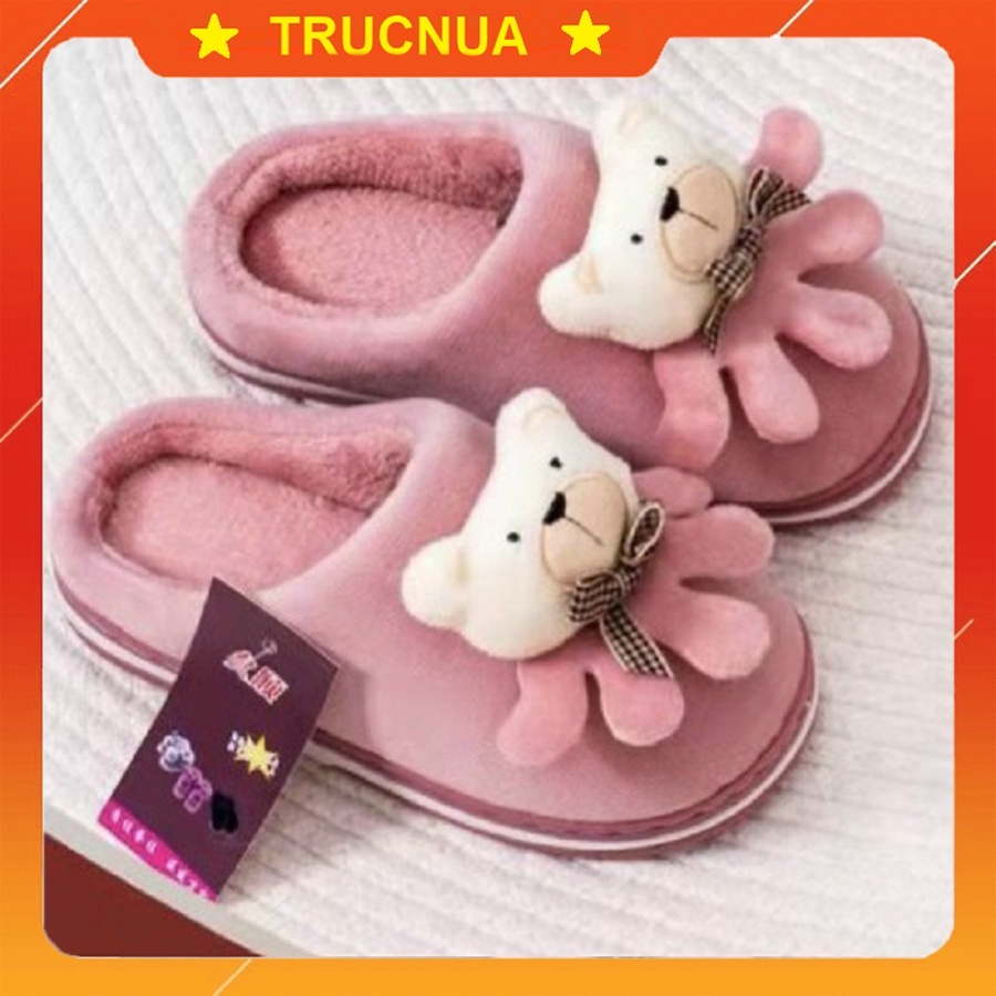 Dép Bông Cho Bé Trai Bé Gái Họa Tiết Hình Gấu Siêu Xinh Hàng Giầy Đẹp