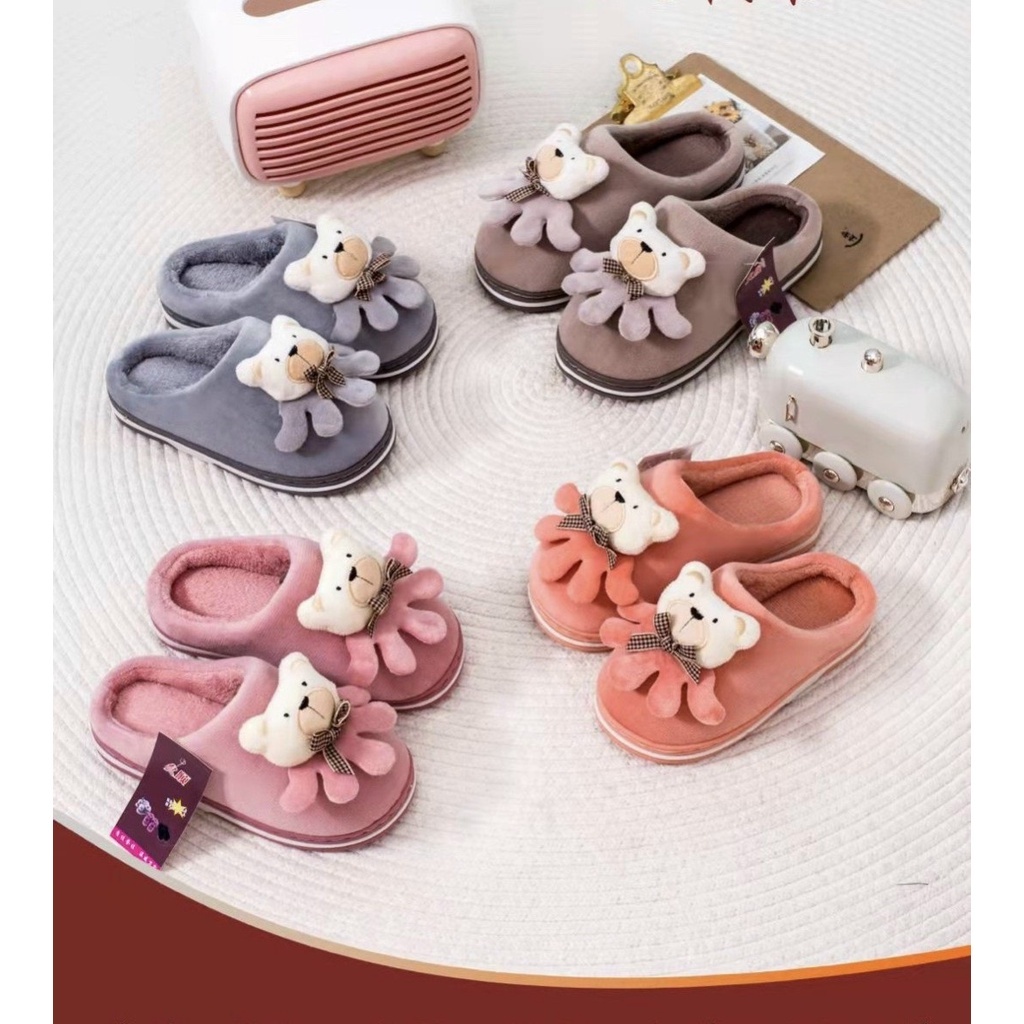 Dép Bông Cho Bé Trai Bé Gái Họa Tiết Hình Gấu Siêu Xinh Hàng Giầy Đẹp