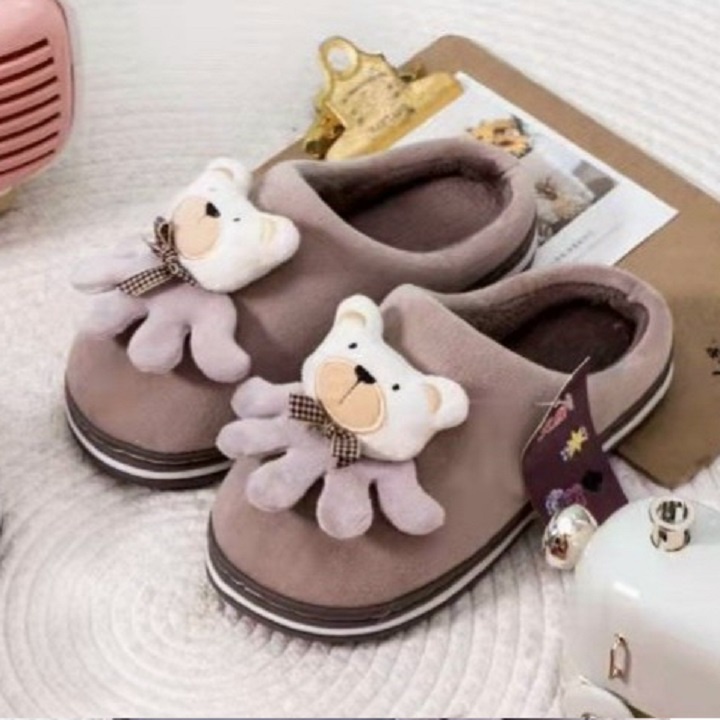 Dép Bông Cho Bé Trai Bé Gái Họa Tiết Hình Gấu Siêu Xinh Hàng Giầy Đẹp