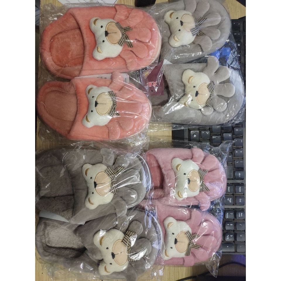 Dép Bông Cho Bé Trai Bé Gái Họa Tiết Hình Gấu Siêu Xinh Hàng Giầy Đẹp