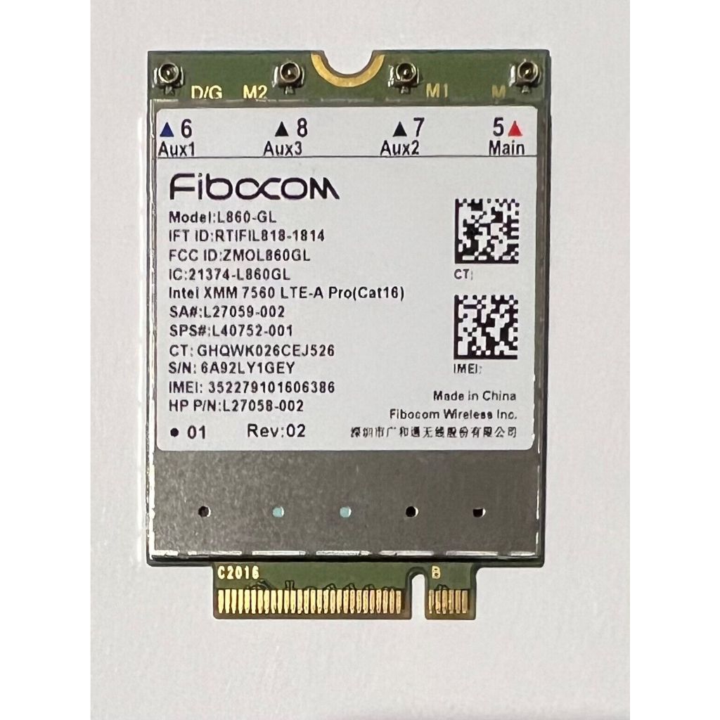 Card WWAN 4G HP Fibocom L860-GL WWAN Intel XMM 7560 LTE   dùng cho  840 G6, HP Elite X2 G4