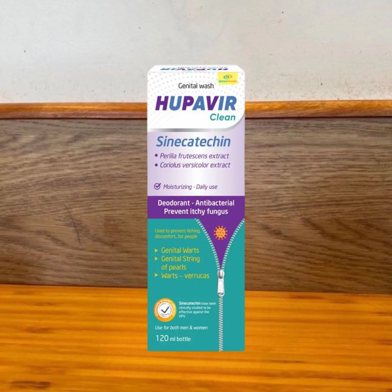 Dung dịch vệ sinh Hupavir Sinecatechin Clean 120ml hỗ trợ Sùi mào gà, gai, herpes rửa hàng ngày cho cả nam và nữ