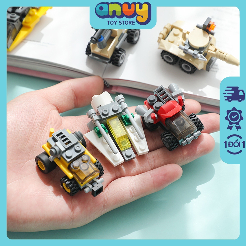 Đồ chơi lắp ráp mô hình xe, máy bay mini sưu tầm 14 loại phương tiện