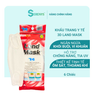 [ Chính Hãng] túi 6 cái khẩu trang 3d land mask than hoạt tính - Serenys Shop