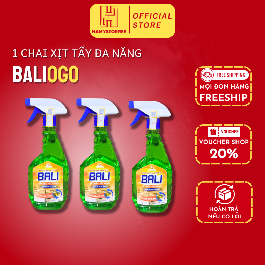 Chai Tẩy đa năng tẩy cặn canxi, dầu mỡ, nhà bếp, bếp gas, diệt 99% vi khuẩn Bali - 500ml