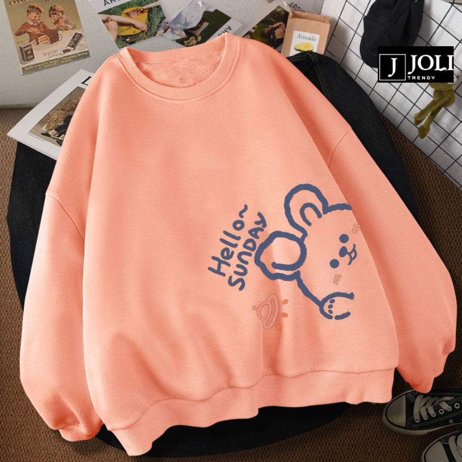 Áo Sweater Hello Sunday Nam Nữ By JOLI Unisex Chất Nỉ Lót Bông Form Rộng