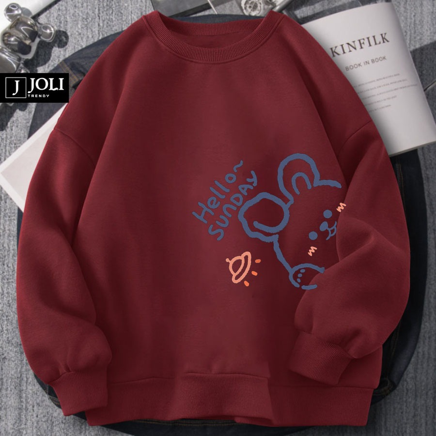 Áo Sweater Hello Sunday Nam Nữ By JOLI Unisex Chất Nỉ Lót Bông Form Rộng