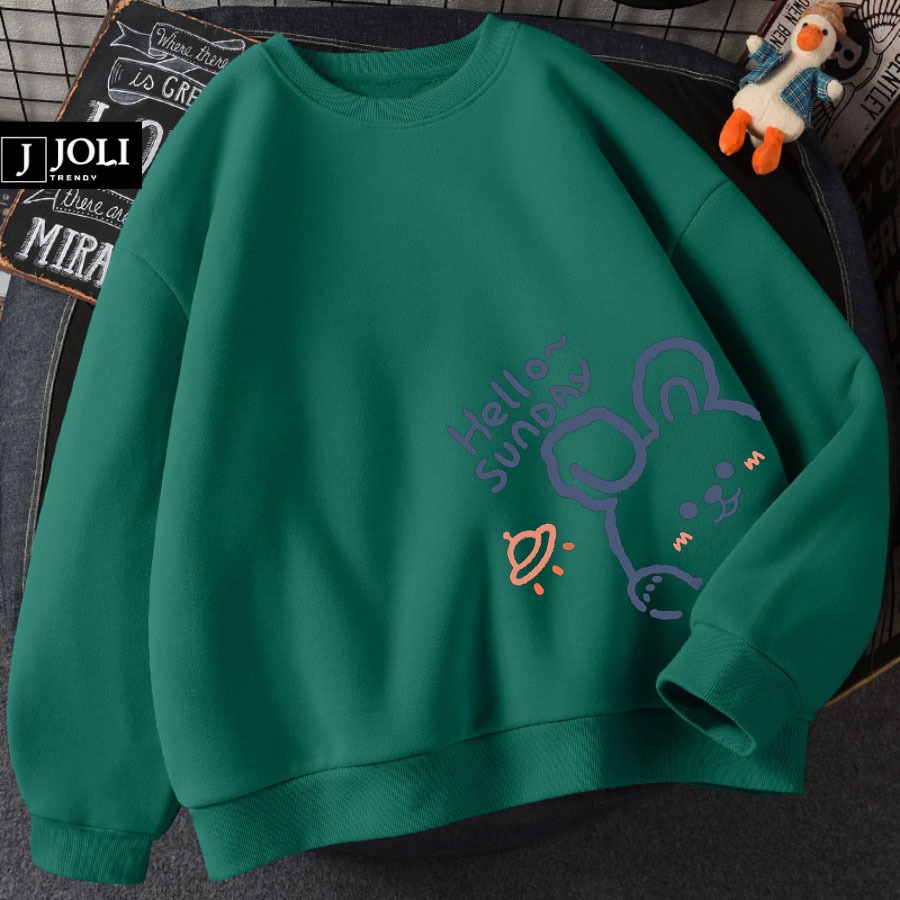 Áo Sweater Hello Sunday Nam Nữ By JOLI Unisex Chất Nỉ Lót Bông Form Rộng