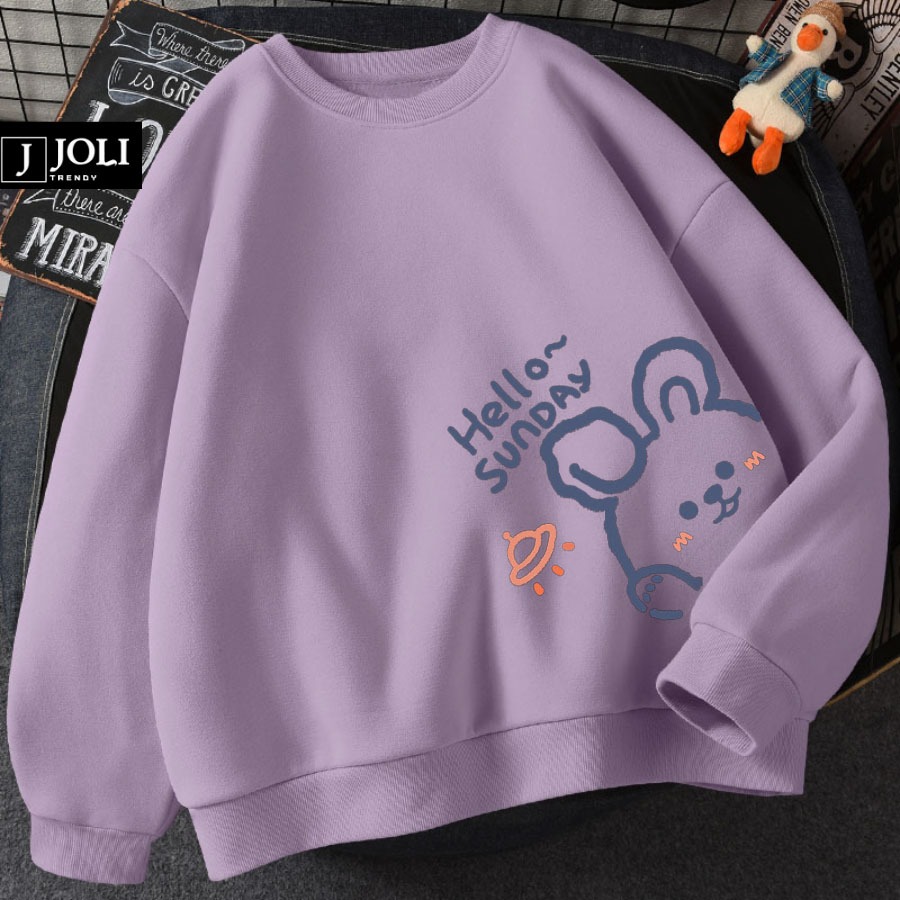Áo Sweater Hello Sunday Nam Nữ By JOLI Unisex Chất Nỉ Lót Bông Form Rộng