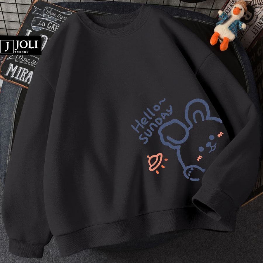 Áo Sweater Hello Sunday Nam Nữ By JOLI Unisex Chất Nỉ Lót Bông Form Rộng